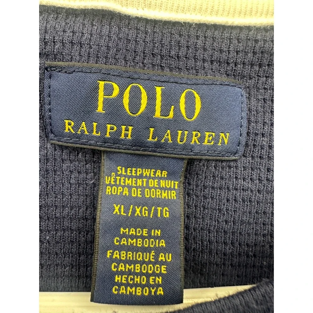Polo Ralph Lauren Sleepwear Shirt Mens XL Navy Blue Pony Logo Casual Waffle Knit